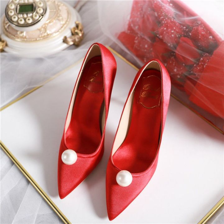 2023-รองเท้าส้นสูงมุกสีขาวปลายแหลมใหม่-7-ซม-ส้นเข็มสีเขียวรองเท้าผู้หญิงสีแดงเจ้าสาวรองเท้าแต่งงาน