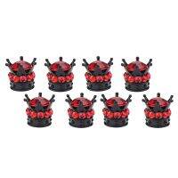 8 Piece Crown Bling Diamond Tire/Wheel Stem Valve Caps Car Truck Vehicle Red Valve Stems Caps Adapters