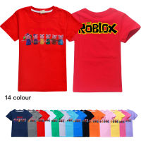 Ro Bloxs เสื้อยืดเด็กผู้หญิงเด็กน้อยลายการ์ตูนสำหรับเด็กผู้หญิงเด็กผู้ชายเสื้อผ้าคอตตอนคอมบ์แขนสั้นแบบบางสำหรับฤดูร้อน0000