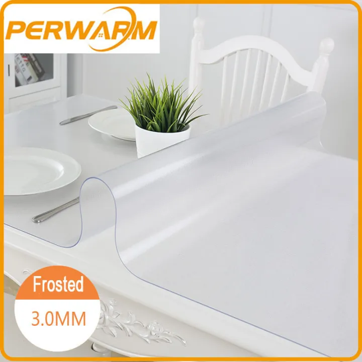 (3mm Frosted Rectangle)Thick Crystal Frosted Table Protector for Dining