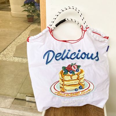 Japanese Style Embroidery Eco-Friendly Tote Bag Medium ball chain Embroidered Nylon Cloth Shoulder Crossbody