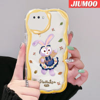 เคส JIUMOO สำหรับ OPPO A3s A12E A5 2018 Realme C1เคสลายการ์ตูนกระต่ายสีม่วงหลากสีน่ารักเนื้อครีมกันกระแทกแบบใสนิ่มเคสมือถือสร้างสรรค์ปลอกป้องกันซิลิโคนโปร่งใสลายกล้องถ่ายรูป