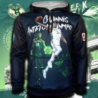 เสื้อฮู้ดดี้ บาสเกตบอล Hoodie Basketball เสื้อฮู้ด Milwaukee Bucks #BK0090 รุ่น Giannis Antetokounmpo (ฮู้ด,สวมหัว)