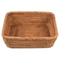 Hand-Woven Rattan Wicker Basket Fruit Tea Snack Bread Basket Cosmetic Storage Box Household Kitchen Supplies