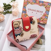 Little Bear Attachment Short Wallet Womens Multiple Card Slots Multi-Function Card Holder Fashion Cute Cartoon Womens Bag Folding Wallet 【OCT】