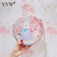 Jade Rabbit Top-Handle Party Bag Plastic Pearl Cartoon Clutch Purse Party Handbag Pink Evening Bag Womens Round Clutch Handbag