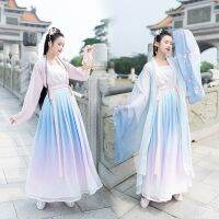 Hanfu กระโปรงคาดเอวกระดุมสองแถวสำหรับผู้หญิงเย็บปักทุกวัน