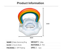 Rooxin Rainbow Swimming Ring Pool Float Baby Seat Inflatable Circle Swim Safety Training for Kids Summer Beach Party Pool Toys