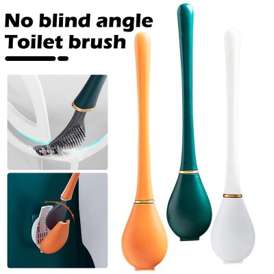 ™ Long Handled Toilet Cleaning Brush Silicone Toilet Brushes With Holder Set Wall-Mounted Modern For Bathroom Accessories