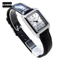 Velashop Casio Standard นาฬิกาข้อมือผู้หญิง สายหนังแท้ สีดำ หน้าปัดขาว รุ่น LTP-V007L-7E1UDF, LTP-V007L-7E1, LTP-V007L