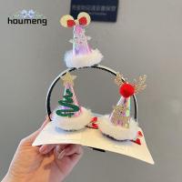 HOUMENG ไม่ซ้ำใคร ของขวัญสำหรับเด็ก น่ารักน่ารักๆ ซานตาคลอส การตกแต่งสุขสันต์วันคริสต์มาส ผ้าผ้าทอ ที่หนีบผมสีแดง หมวกคริสต์มาสพร้อมไฟ เกล็ดหิมะเกล็ดหิมะ กิ๊บติดผมหมวกคริสต์มาส กิ๊บติดผมเด็กเรืองแสง เครื่องประดับผมเกาหลี ที่คาดผมเขากวาง