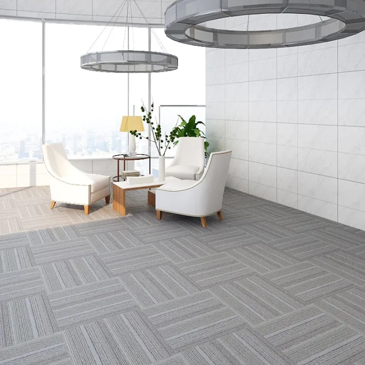 Office carpet tiles are spliced with floor mats. Office building