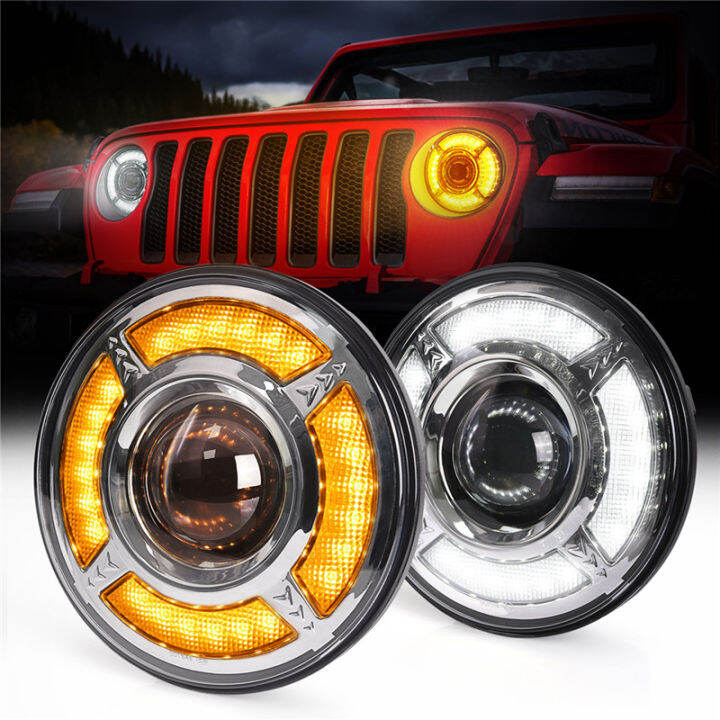 MICTUNING 7 Inch 80W Jeep Wrangler Headlight with H4 to H13 Adapter ...