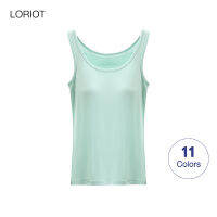 LORIOT ชุดชั้นในเสื้อกล้ามสำหรับผู้หญิงกดขึ้นยืดได้ Camisole Sando เสื้อกล้ามเสื้อกั๊กแขนกุดเซ็กซี่ลำลองเกาหลี SA1001