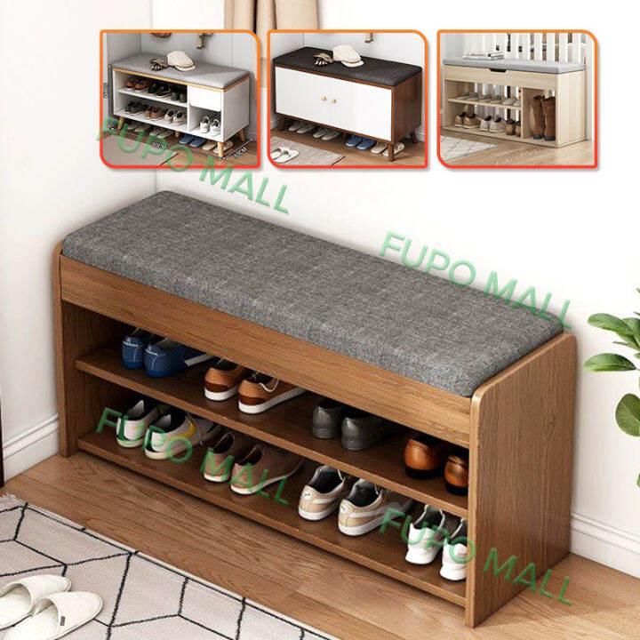 60/80/100cm Shoe Cabinet with Seat Flip Shoe Bench Shoe Rack