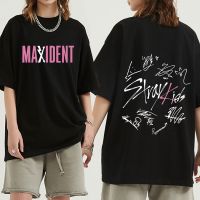 MODE Korea Stray เด็ก Maxident เสื้อยืด Harajuku Kpop Graphic แขนสั้นผ้าฝ้ายแบบสบายๆคู่ Streetwear