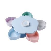 Petal-Shape Rotating Snack Box Candy Tray Food Storage Box Candy Plates Single-Deck Dried Fruit Organizer Storage