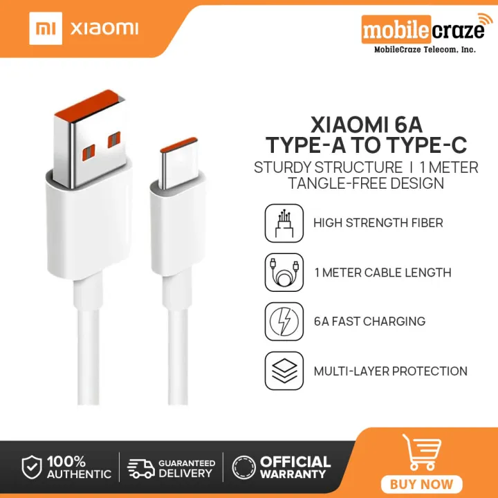 Xiaomi 6A Type-A to Type-C Cable | 1 Meter Cable Length | Lazada PH