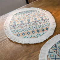 โบฮีเมียนโรแมนติก Placemats Jacquard กับพู่สำหรับตาราง Nordic ทอโต๊ะรับประทานอาหาร Pad Coaster งานแต่งงานตกแต่งตาราง-mu xuan trade