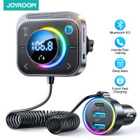 Joyroom บลูทูธ5.3FM Aux บลูทูธ Car Adapter Car Charger Bass Boost 3พอร์ต PD &amp; QC 3.0 FM Bluetooth Car Transmitter