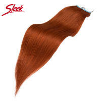 Sleek Tape in Human Hair Peruvian Straight Hair Extension Orange Color for 4# 8# 10# 16# Brown Thick Remy Human Hair For Salon