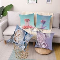 （ALL IN STOCK XZX）Flower pattern printed square pillow cushion cover, car sofa chair sofa cover, simple home decoration accessories   (Double sided printing with free customization of patterns)