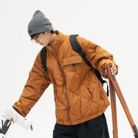 △ஐ✣ Mens New Down Jacket Trend Loose All Match Argyle Color Warm Windproof Coat Men