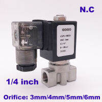 GOGO 0-16bar10bar5bar3bar 2 Way SS304 Water Solenoid Valve ปกติปิดพอร์ต G14 "Orifice 3Mm4Mm5Mm6Mm Direct Valve