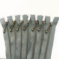 ❀▥♚ 5pcs gray 3 (20-50cm) 8-20inch Round bead modeling copper zipper metal zipper