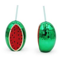 Fruit Juice Plastic Cup Martini PS Scented Tea Watermelon Shaped 720ml