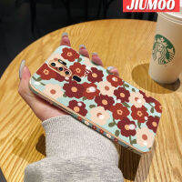 เคส JIUMOO สำหรับ OPPO A9 2020 A5 2020แฟชั่นลายดอกไม้นำโชคใหม่กรอบสี่เหลี่ยมพื้นผิวชุบซิลิกาเจลนิ่มเคสมือถือกันกระแทกรวมทั้งหมดเลนส์กล้องถ่ายรูปกรอบป้องกัน