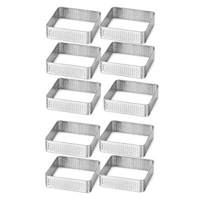 10Pcs Stainless Steel Tartlet Molds Square Shape Mould French Pastry Baking Tools