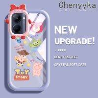 เคส Chenyyka สำหรับ Realme เคส C33สีเทียนลายการ์ตูนกราฟฟิตีหมีสตรอเบอร์รี่และเรื่องของเล่นโบว์เลนส์สัตว์ประหลาดตัวเล็กกันชนเคสนิ่ม