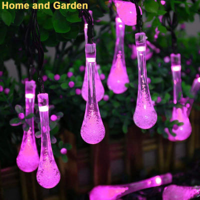 Outdoor Garden Party 30 LED Raindrop Teardrop Solar Powered String Fairy Lights