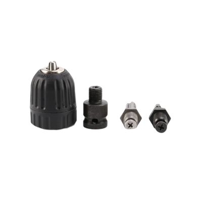 0.8-10mm Precise Keyless Drill Chuck Converter 3/8Inch- 24UNF Thread Quick Change Adapter with SDS-Plus Hex Shank Socket