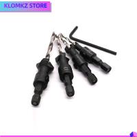 KLOMKZ 4pcs หกเหลี่ยมแบบหกเหลี่ยม สว่านเจาะอ่างเคาน์เตอร์ สะดวกสบายๆ ทรงกรวย ที่เปิดรู ที่มีคุณภาพสูง ทนทานต่อการใช้งาน ดอกสว่านเจาะมุม งานไม้