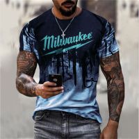 [ส่งของ]ใหม่ เสื้อยืดลําลอง แขนสั้น คอกลม พิมพ์ลาย Milwaukee 3D โอเวอร์ไซซ์ ระบายอากาศ แฟชั่นฤดูร้อน สําหรับผู้ชาย 2023