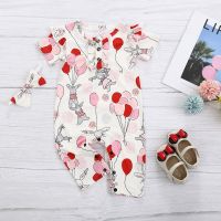 [COD] Foreign Trade Easter New Clothing Infants and Baby Cartoon Print Short-sleeved Jumpsuit