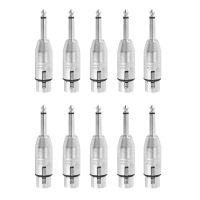 10Pcs 3Pin XLR Female to 6.35Mm Male Mono Plug Microphone Leader Adapter Microphone Adapter