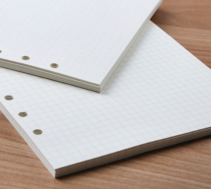 กระดาษรีฟิลสมุดบันทึกทรงหลวม-a6จำนวน45แผ่นกระดาษด้านในเครื่องเขียนแบบ6รูแผนงานแบบเกลียวในหน้าลายเส้นตารางจุด