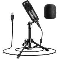 USB Podcast Microphone, 192KHZ Condenser Mic with Shock Mount+Foam Cap for Streaming, YouTube Videos Vocal Recording