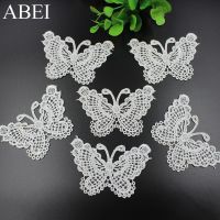 10pcs Embroidery White Butterfly Appliques for Wedding Party Dress Decoration Sewing Fabric Patch DIY Patchwork Craft Fabric  Material