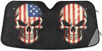 American Flag Painted On Skull Car Windshield Sunshade Foldable Reflective Sun Shade Blocks UV Rays