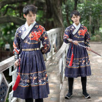 Chinese Traditional Ming Qing Dynasty Men Hanfu Dress Dragon Print Tang Suit Hanbok Korean Robe Prince Swordsman Cosplay Costume