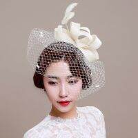 AHO079 Black/White/Beige Tulle Net Short Wedding Floral Feather Veils Birdcage Hair Clip Cap Fascinator Hair Accessories