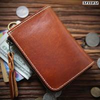 ร้อน, ร้อน★Simline 2020 genuine leather men wallet vintage handmade short male zipper wallet card holder coin purse