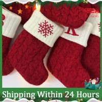 Letters Christmas Knitting Stocking Christmas Tree Pendant Decorations for Home Xmas Gift Snowflake Alphabet Christmas Socks Red Socks Tights