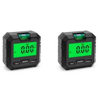 2X Mini Digital Protractor Inclinometer Electronic Goniometer Level Angle Measurement Meter Finder Level Box Black