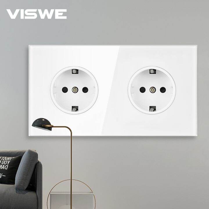 viswe-eu-standard-power-wall-socket-220v-16a-white-full-mirror-tempered-glass-panel-electrical-outlets-home-improvements