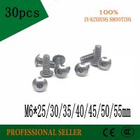 30pcs M6*25/30/35/40/45/50/55mm Stainless Steel 304 Round Head Screws Mushroom Hexagon hex Socket Button Head Screw Bolt Nails Screws  Fasteners